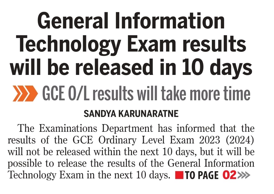 Examinations Department Clarifies GCE O/L Results Timeline Announces